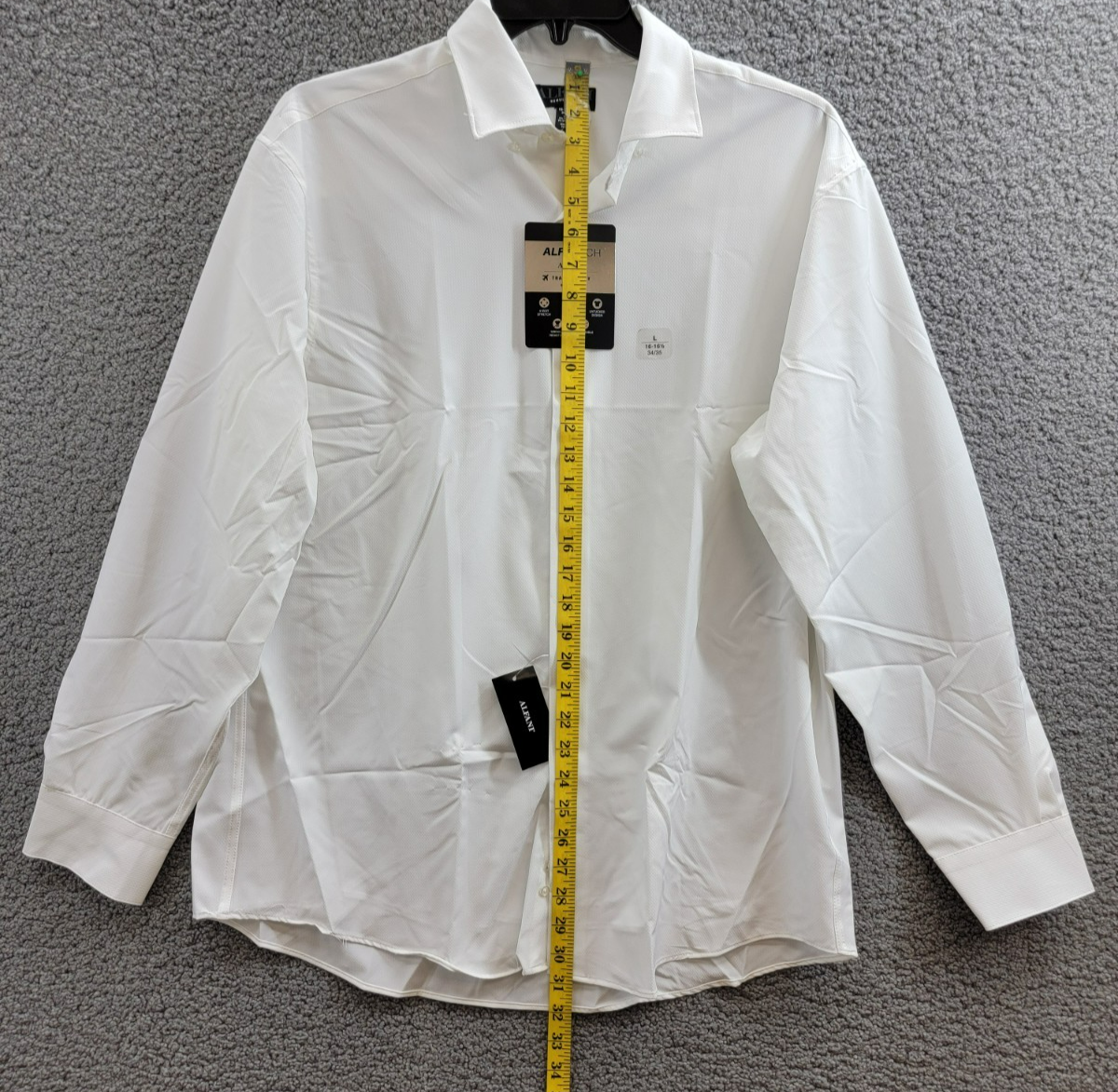 Alfani Regular Fit Travel Ready Solid Dress Shirt Men's 16-16.5 34-35 White L/S - Picture 7 of 19