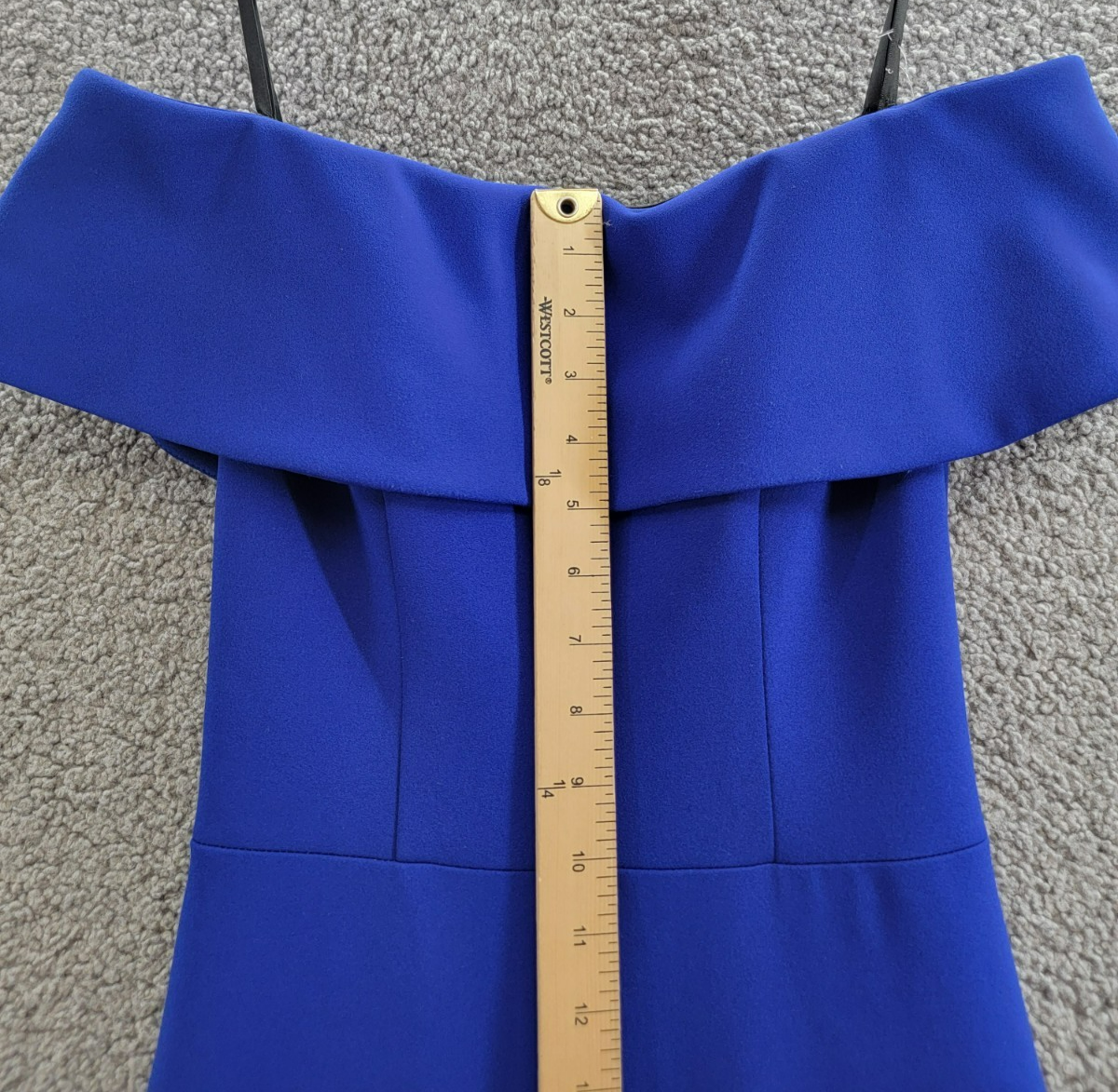 AQUA Off-the-Shoulder Scuba Crepe Gown Women's 2 Marine Back Zip Closure S/S - Picture 11 of 20