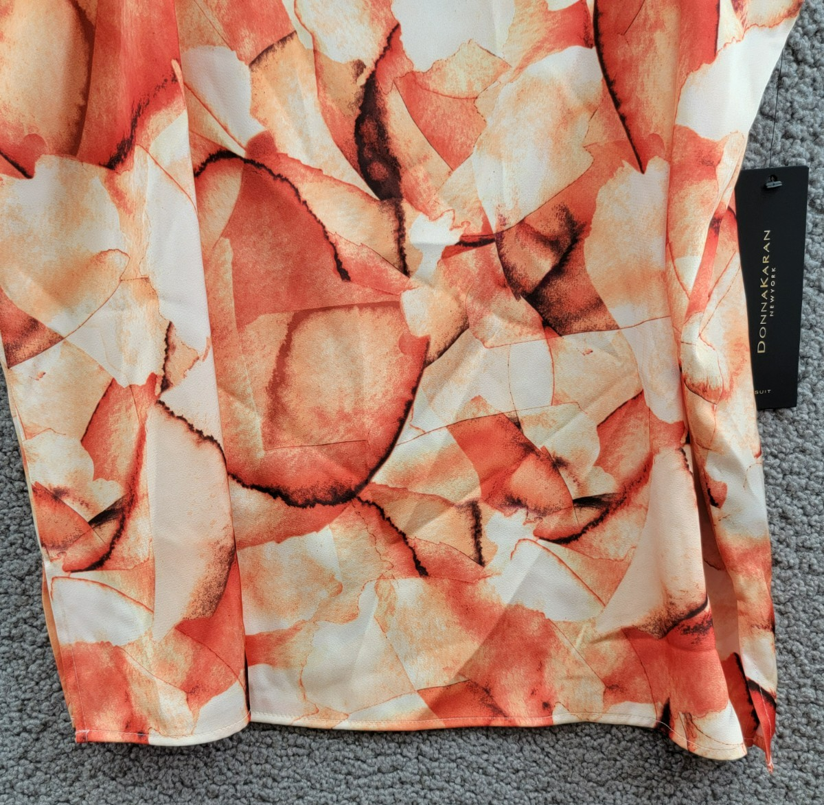 Donna Karan New York Printed Square-Neck Tank Top Women's L Terracotta Pullover - Picture 4 of 14