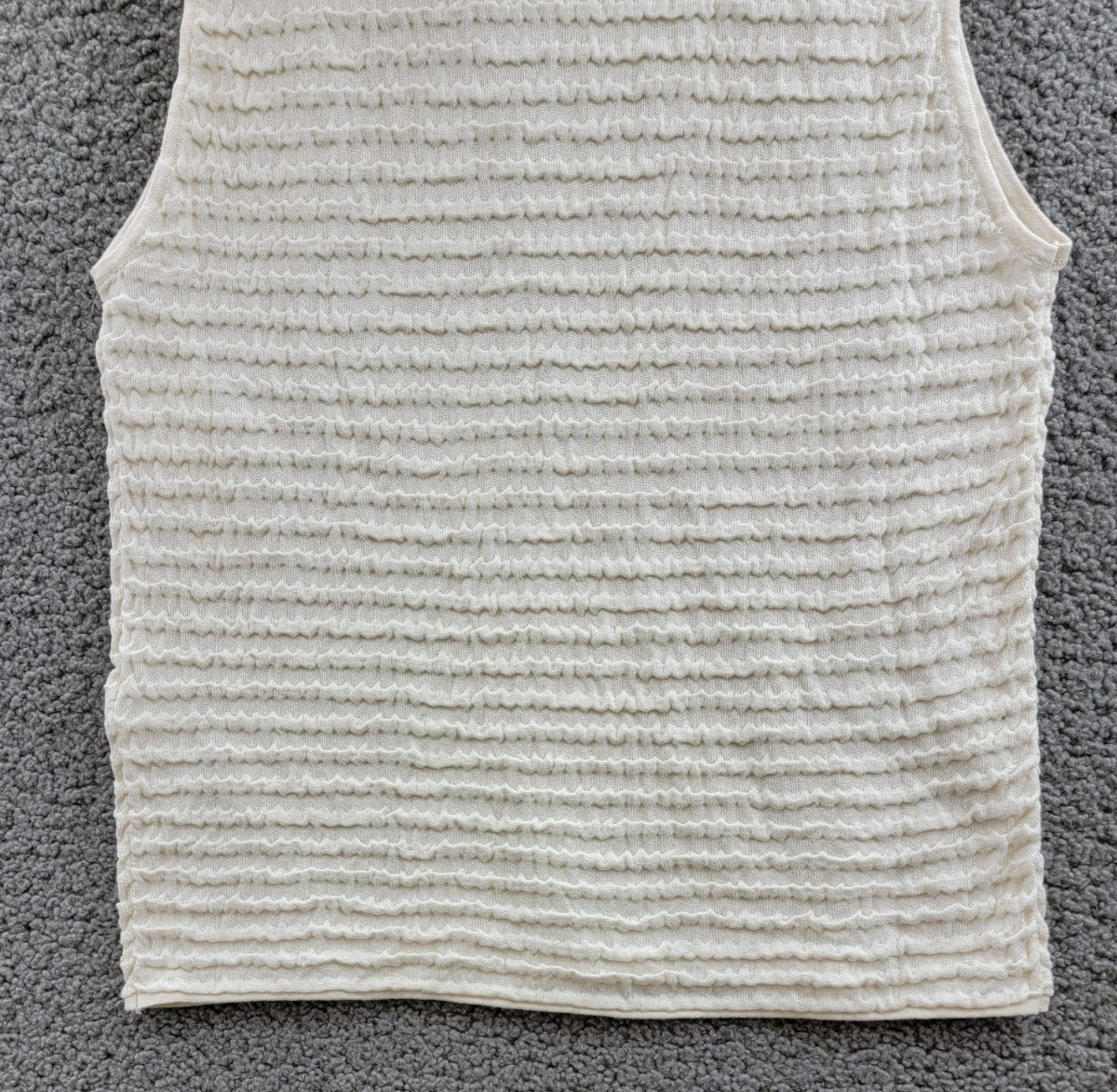 FRAME Smocked Silk Blend Sleeveless Top Women's L White Knit Crewneck Pullover - Picture 13 of 16