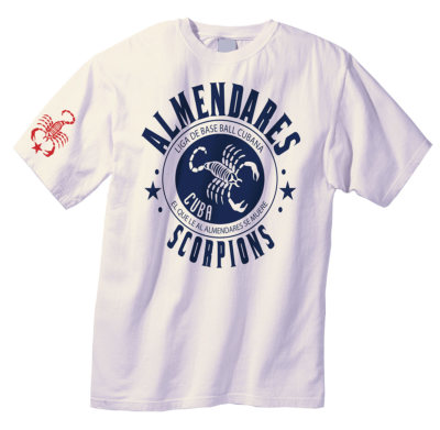 Short Sleeve ALMENDARES SCORPIONS Cuban Baseball Jersey CUBA T-Shirt 100% Cotton