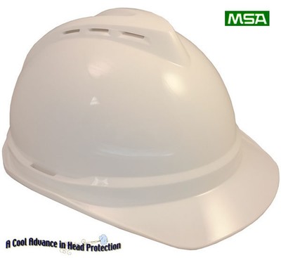 MSA Advance Vented Hard Hats with 4 Point Ratchet Suspensions White