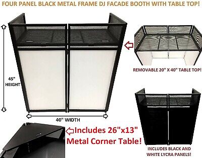 DJ Event Facade White/Black Scrim Metal Frame Booth W/Table Top+Corner Table Top