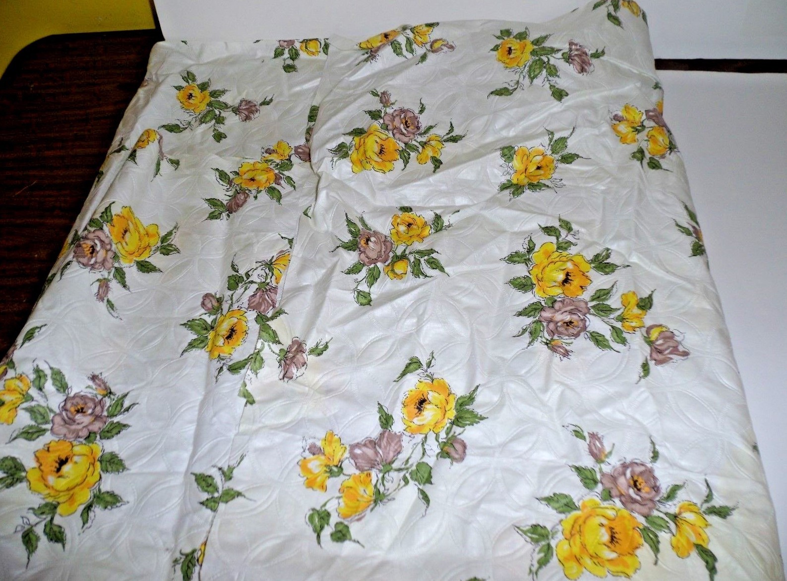 White Floral Embossed Fabric Fabric Remnant 1 Yard and 25 by inches 36” Wide