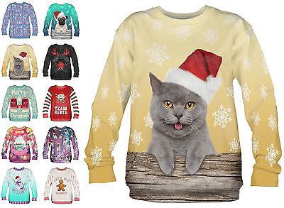Unisex Teenagers Christmas Party Jumper Sweatshirt Xmas Sweater Funny Pug Emoji