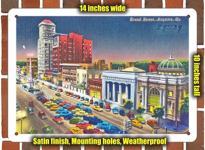 METAL SIGN - Georgia Postcard - Broad Street, Augusta, Ga. 1