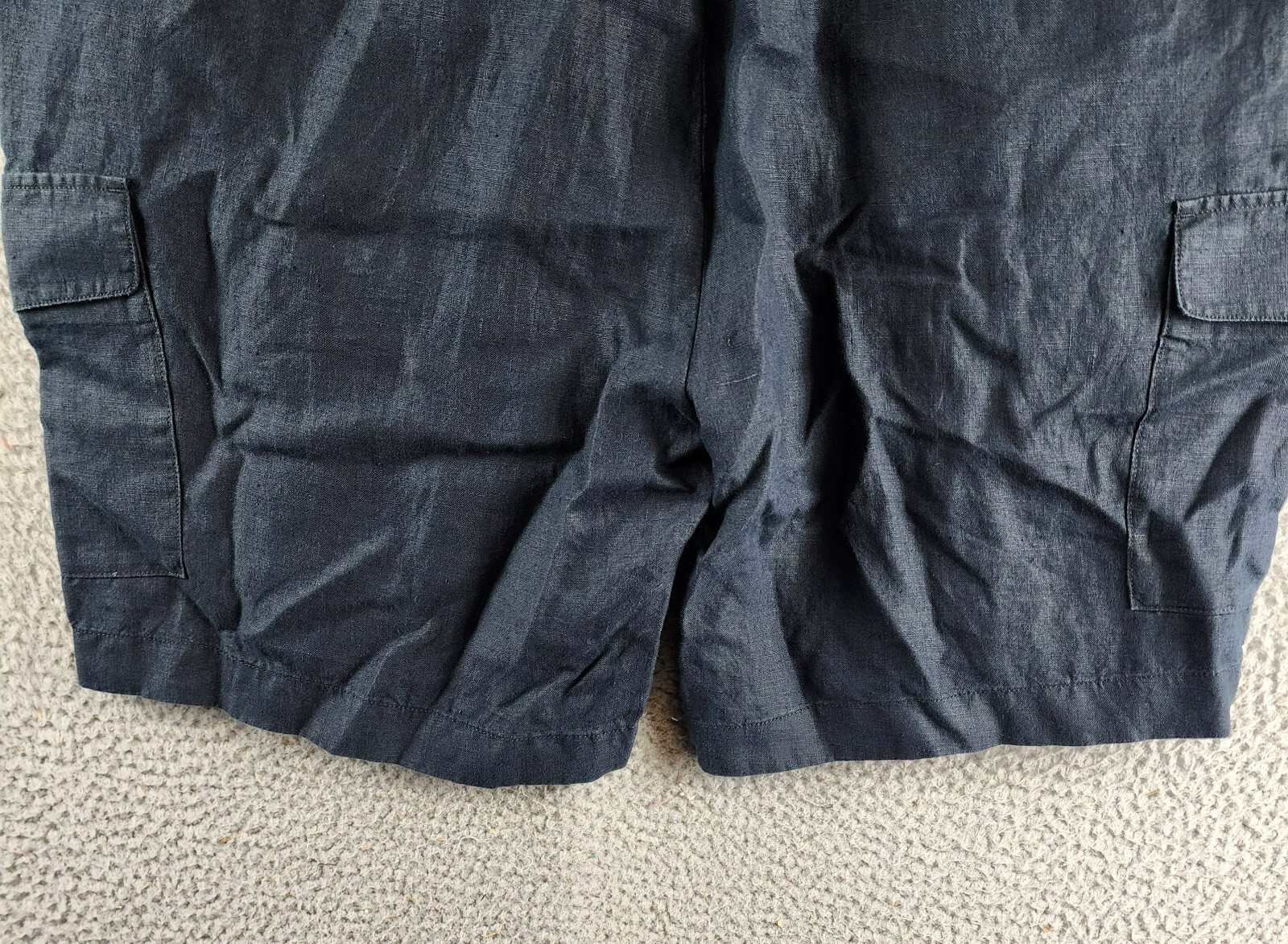 Vince Garment-Dyed Hemp Cargo Shorts Men's 38 Coastal Blue Button Zip Closure - Picture 14 of 15