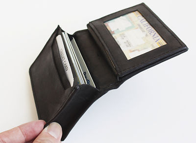 RFID Blocking Black Men's Leather Bifold Wallet Gusseted ID Credit Card Holder