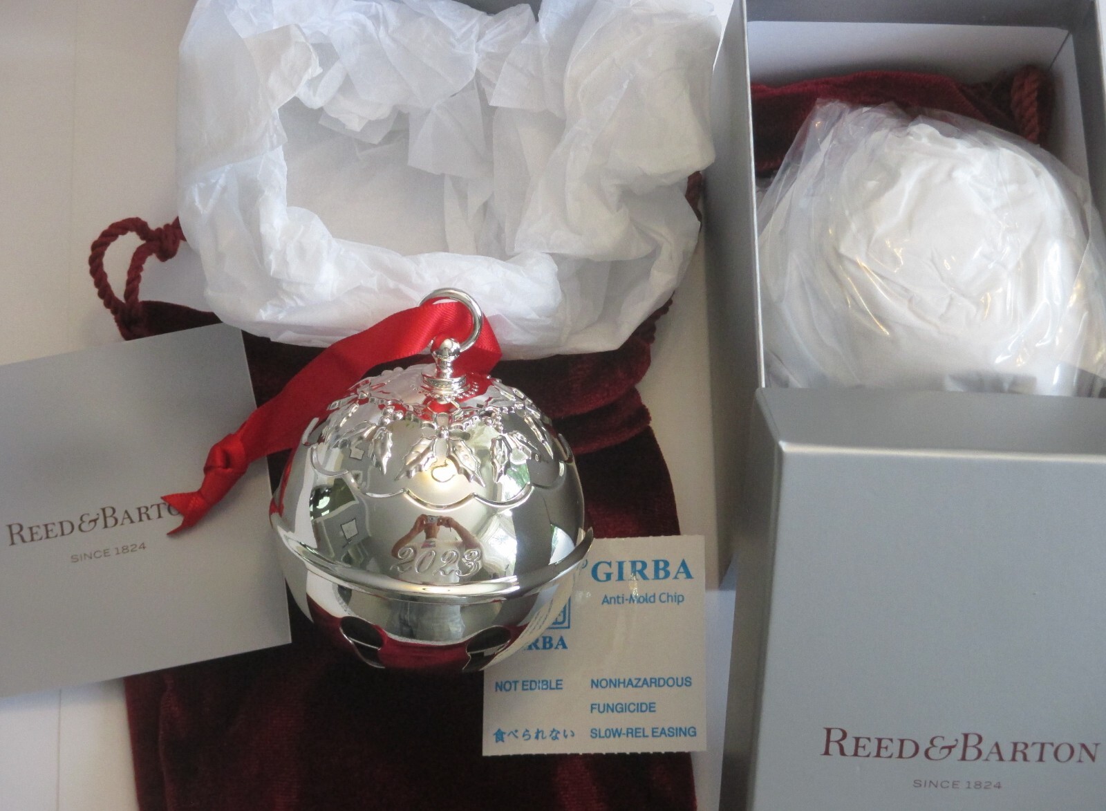 Reed & Barton 2023 HOLLY BELL 48th Edition .35 Metallic Round Christmas Ornament