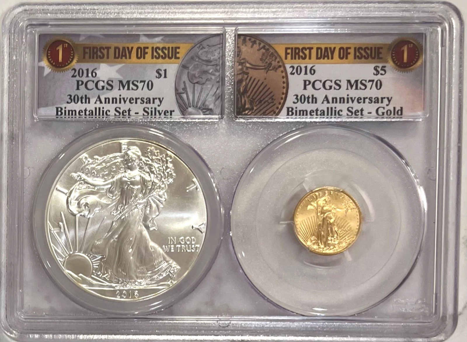 2016 Gold & Silver Eagle Bimetallic 30th Anniversary Set