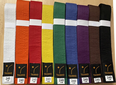 COLOURED BELTS (Plain)for Martial Arts, Judo, Karate, Kickboxing, MMA, Taekwondo