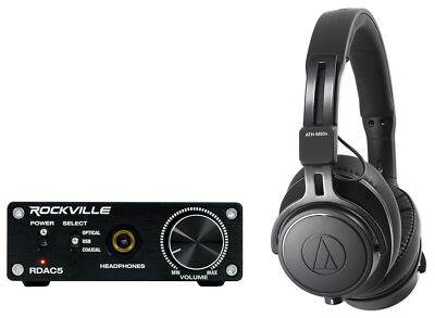 Audio Technica ATH-M60X Monitor Headphones+DAC Headphone Amplifier Amp