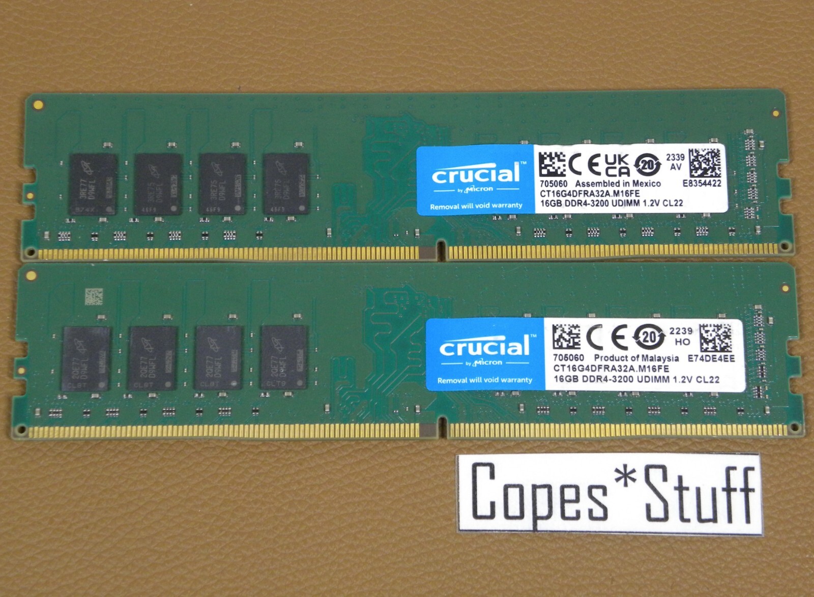 Crucial CT16G4DFRA32A.M16FE Lot (2) x 16GB = 32GB DDR4 3200