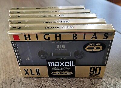 Maxell XLll 90 High Bias Audio Cassettes 5 Sealed NOS
