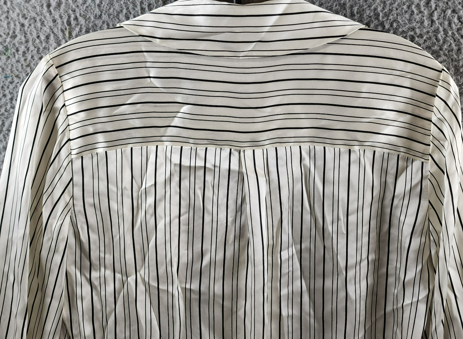 PAIGE Capriana Striped Silk Shirt Women's XS Antique White/Black Long Sleeve - Picture 13 of 14