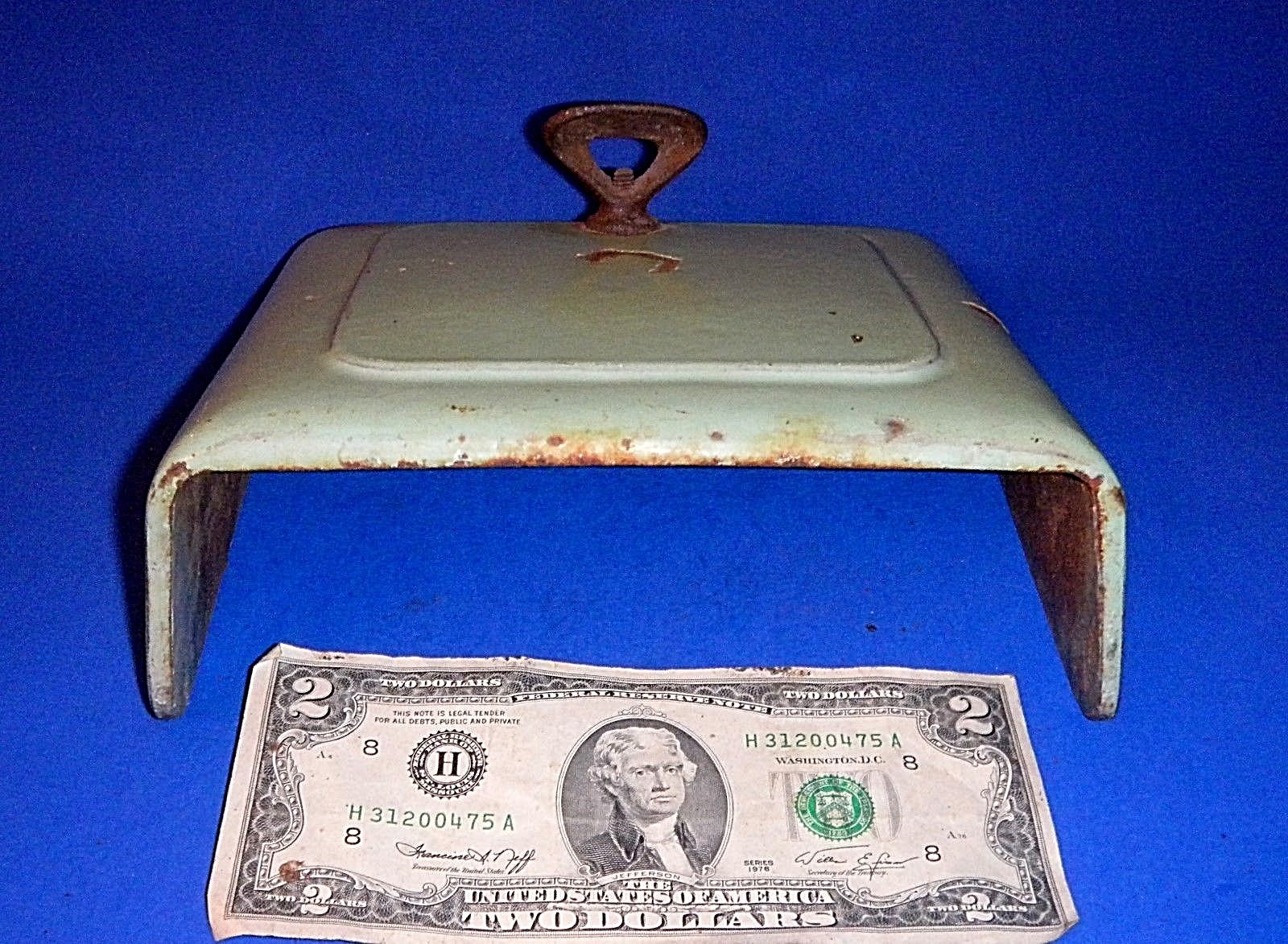 Antique Pale Green Porcelain Cast Iron Stove Door #43E