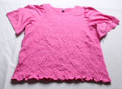 Old Navy Women's Basic Solid Short-Sleeve Smocked Top AN3 Zinnia Medium NWT