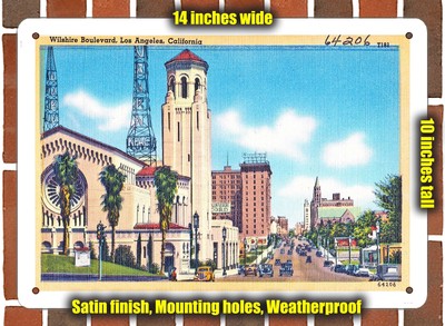 METAL SIGN - California Postcard - Wilshire Boulevard, Los Angeles, California