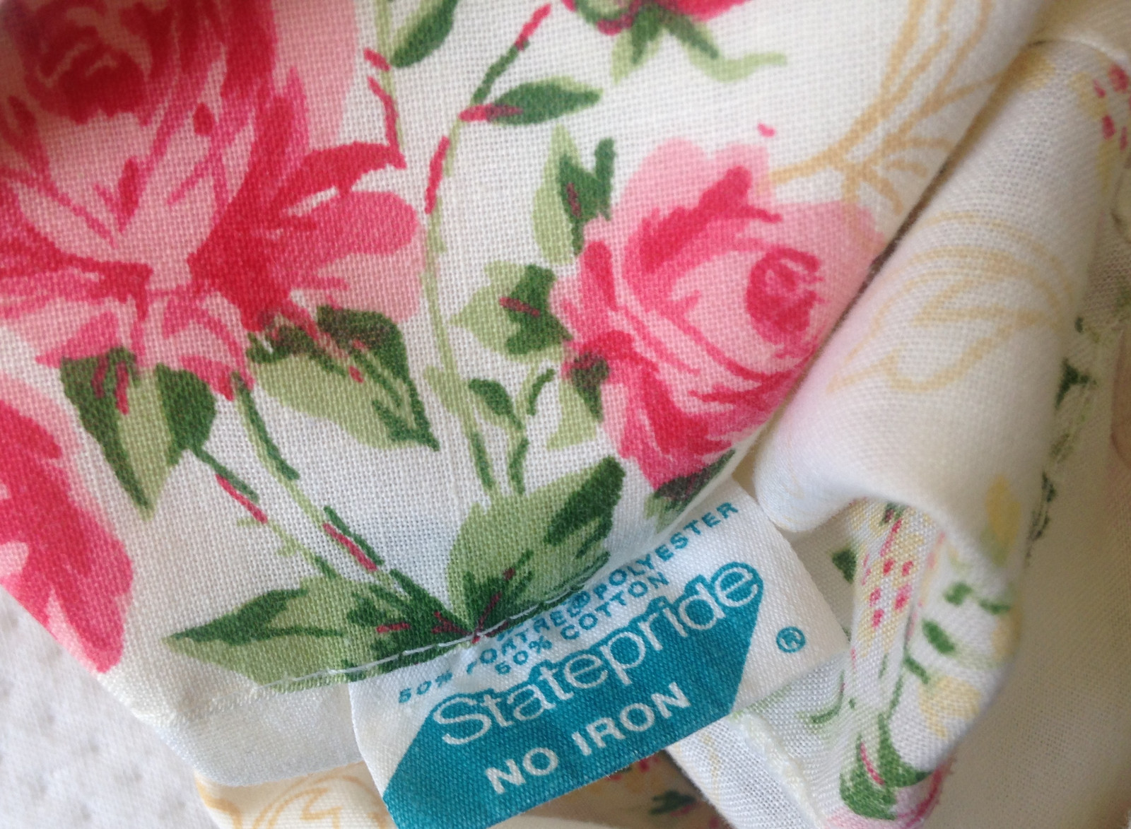 Vintage Statepride Muslin Pillowcase Pink Roses Flowers shabby chic Std Size