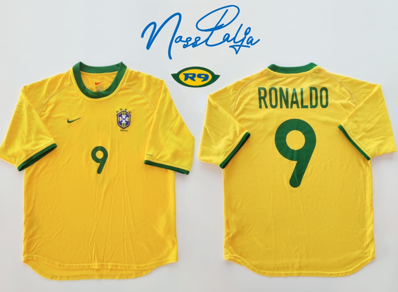 00's NIKE Brazil Team Game Shirt W杯 ロナウド Brazil Ronaldo R9 2000/02 Official Nike Home Shirt Jersey