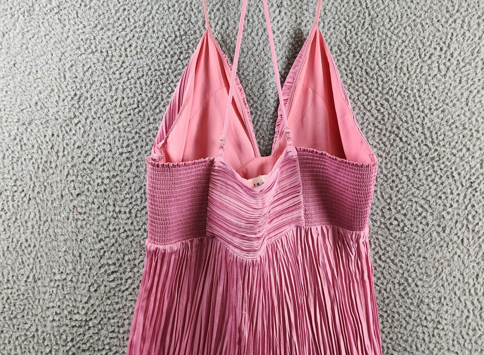 A.L.C. Angelina Pleated Maxi Dress Women's 12 Chateau Rose Deep V-Neck Side Zip - Picture 13 of 14