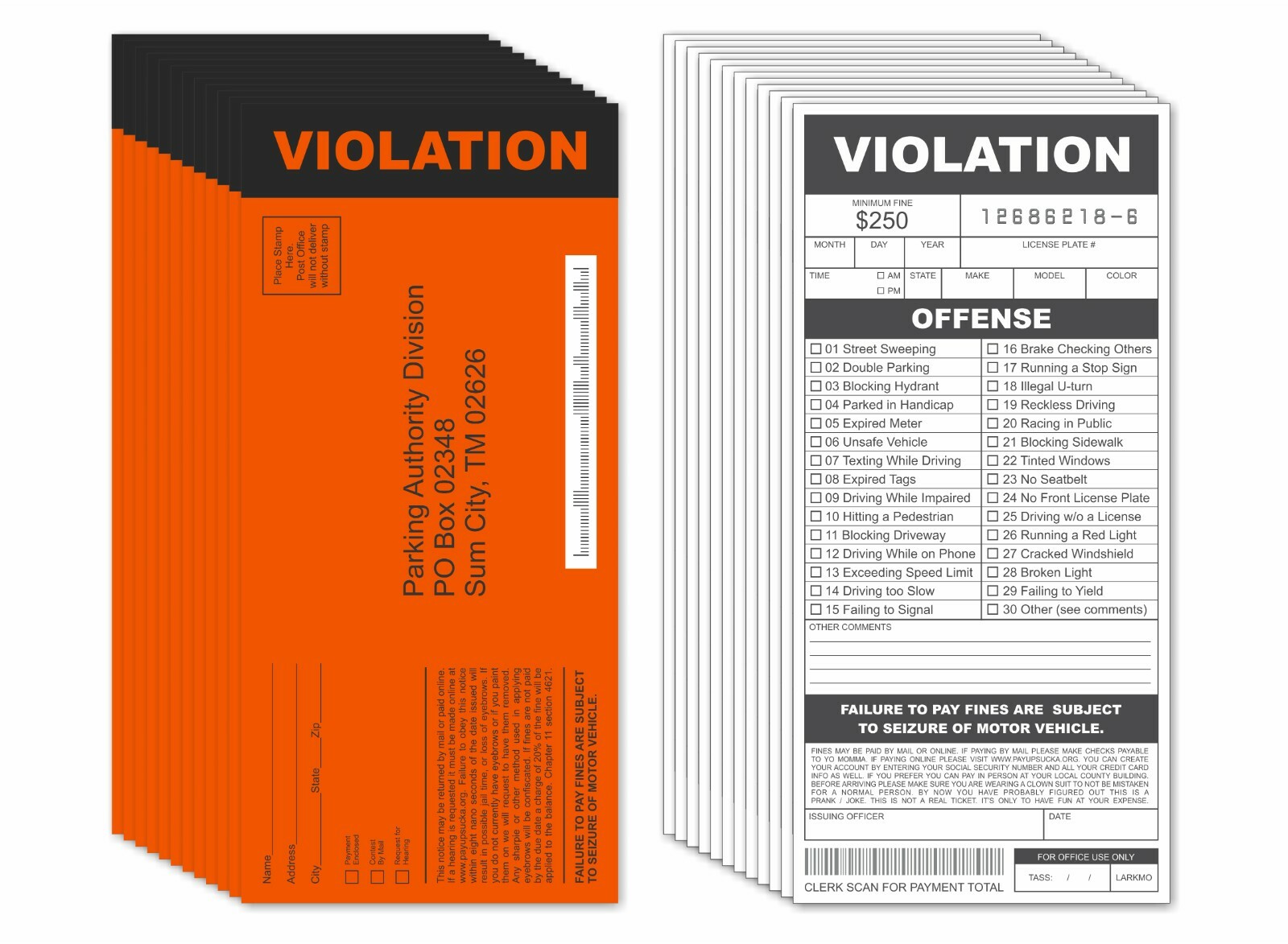 Laughing Smith Prank Parking Tickets - Funny Fake Parking