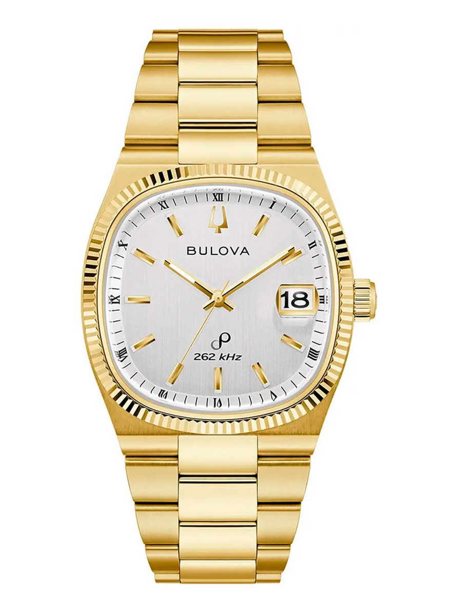 Pre-owned Bulova Precisionist Super Seville Men's Watch Gold Tone Sapphire Silver 97b223