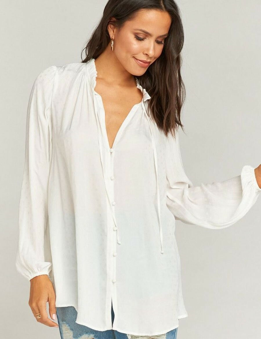 Show Me Your Mumu 268460 Women's Alicia Tunic Snow Cheetah Silky Top Size S