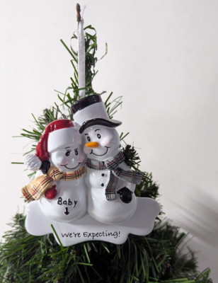 We're Expecting ! Christmas Snowmen Ornament