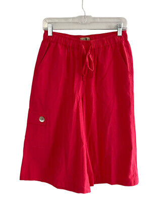 Turtle Bay Women's Size S Capri Elastic Waist Cropped Pants Pink Pockets