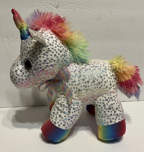 Unicorn Walgreens 12” Plush Stuffed Animal Toy Metallic Rainbow Spot Hooves Tail