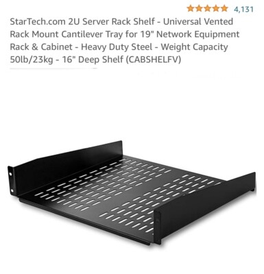 StarTech 2u 16 Inch Vented Universal Depth Shelf for Server Racks