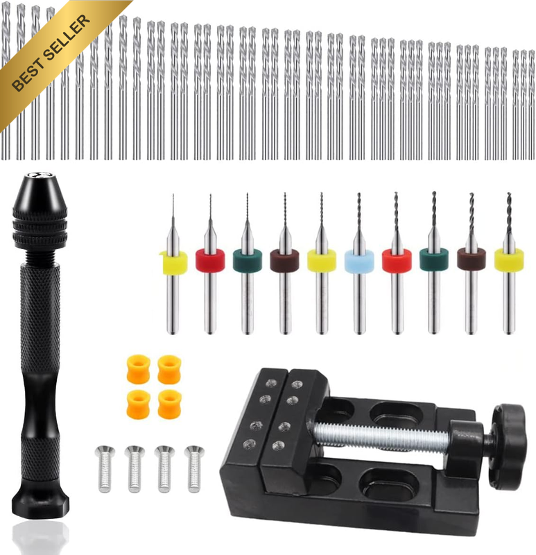 60 Pieces Pin Vises Mini Twist Drill Bits Set Hand Drill Bits Micro with Precisi