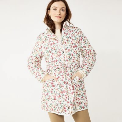Draper James RSVP Women's Small Pink Multicolor Floral Spring Quilted Jacket NEW
