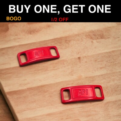 2 PCS BOGO ORIGINAL RED NIKE AF1 REPLACEMENT LACE LOCKS METAL TAGS AIR FORCE 1