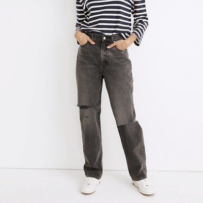 Madewell Baggy Straight Jeans in Cavell Wash Ripped Edition Size 28