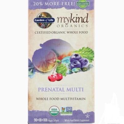 Garden of Life My Kind Organic Prenatal Once Daily Multi Supplement 108-ct BONUS
