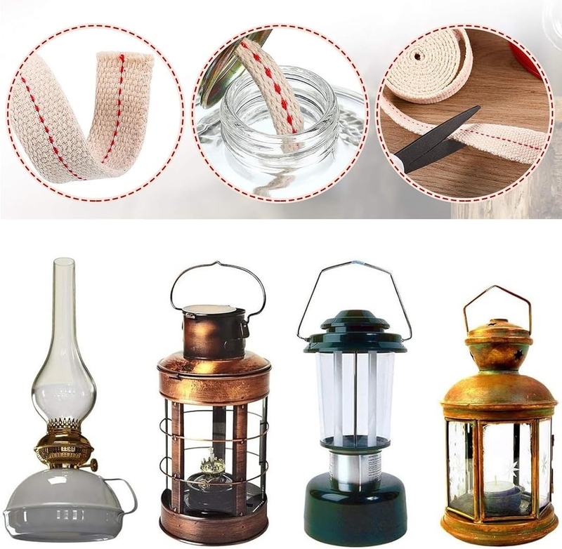 Oil lamp Wick, Lantern Wicks, Flat Cotton Wicks,5 Rolls 3/4 Inch Lamp Oil Wicks