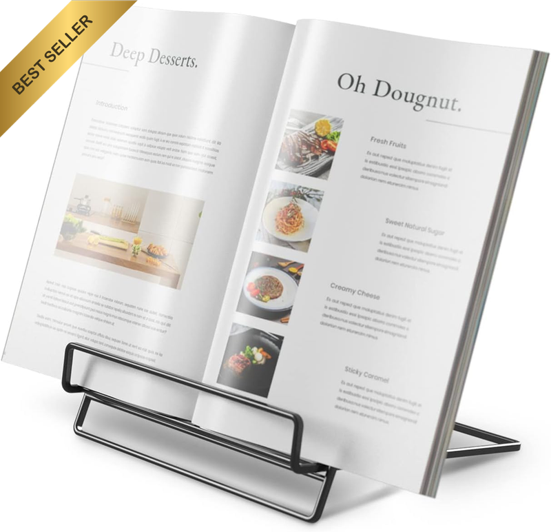 Cookbook Stand Holder for Kitchen Counter, Recipe Book Stand for Reading Hands F
