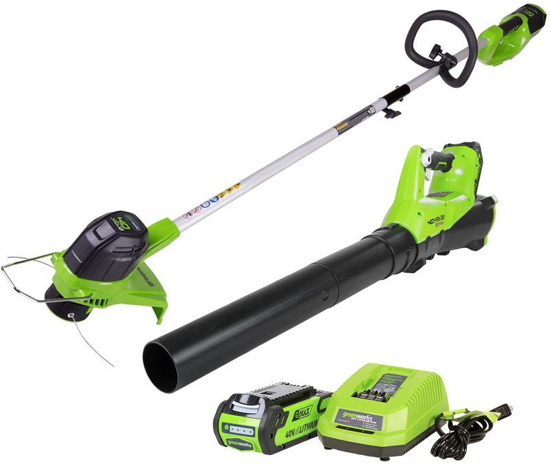 Greenworks G-MAX 40V Cordless String Trimmer and Leaf Blower Combo Pack, 2.0Ah B