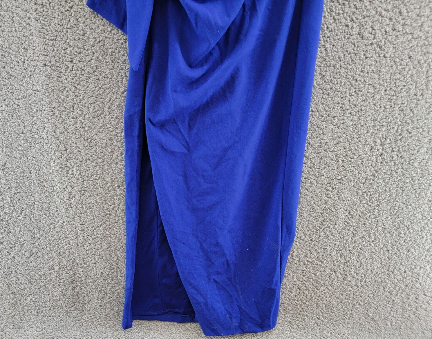 XSCAPE Off-The-Shoulder Gown Women's 4 Marine Hight Front Slit Back Zip Closure - Picture 4 of 15