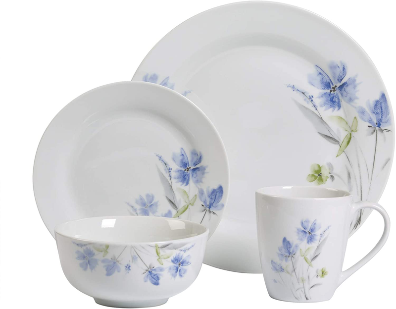 Wildflower - 16 Piece round Rim Dinnerware Set, Service of 4