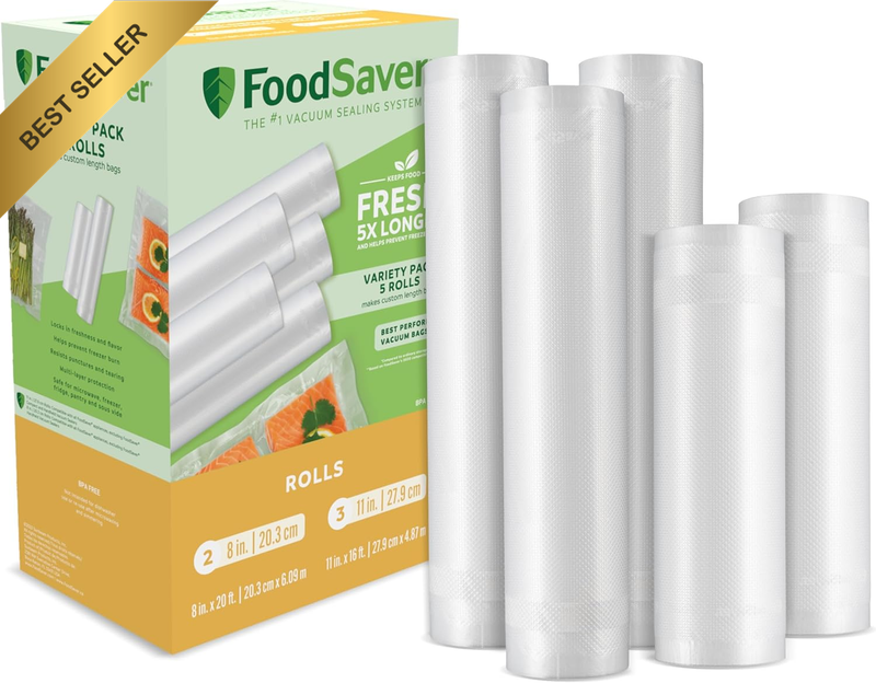 Multi-Pack Vacuum Sealer Rolls, 8" & 11" Wide, BPA-Free, with Multi-Layer Constr