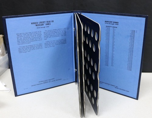 9118 Whitman Mercury Dimes Coin Album 1916-1945 3 Pages Used Free Shipping