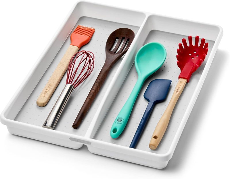 Antimicrobial Classic Large Utensil Tray, Soft Grip, Non-Slip Kitchen Drawer Org