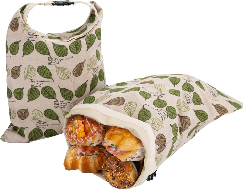 2 Pack Beeswax Bread Bags for Homemade Sourdough Storage, Reusable Linen Bees Wa