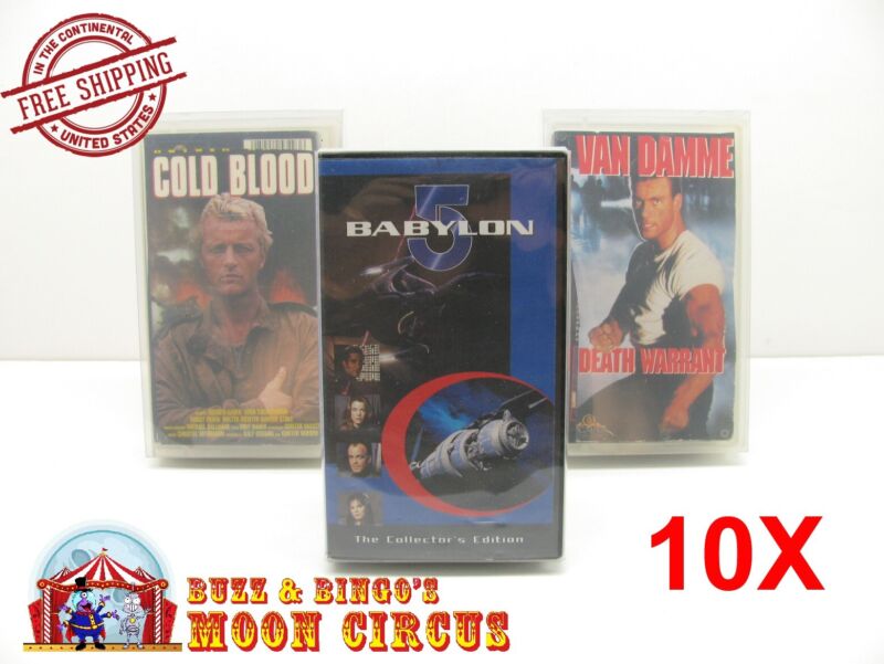 10x Vhs Movie Cut Case (size F) - Clear Plastic Protective Box Protectors Sleeve
