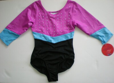 Danskin Freestyle 6X Girl's Gymnastics Dance Leotard Pink Turquoise Black NEW