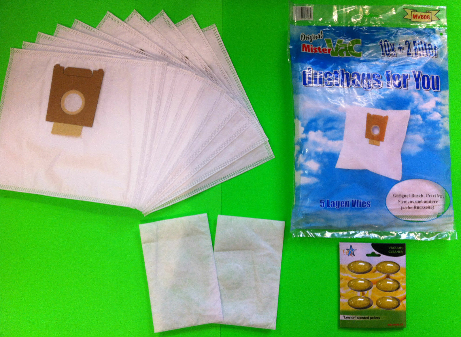10 Staubsaugerbeutel F&uuml;r Bosch BSGL 5 .. FREE'E Staub Beutel Ersatz