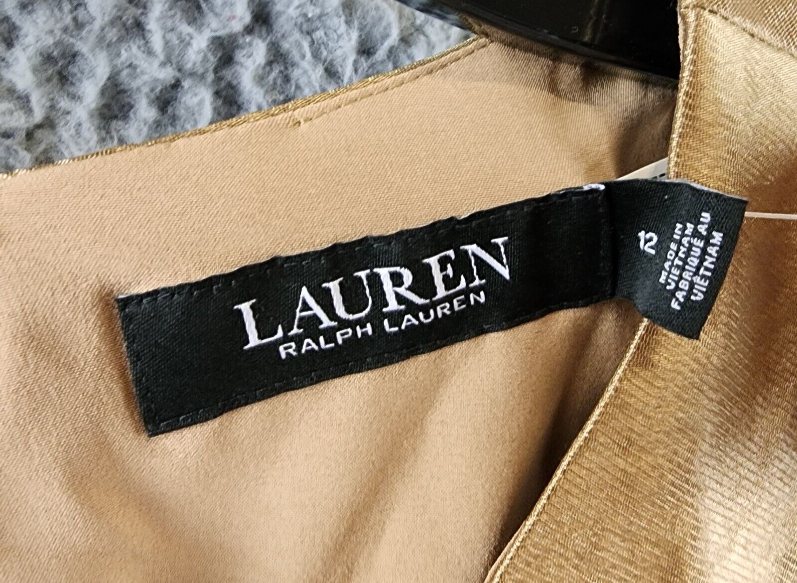 Lauren Ralph Lauren Metallic Twill Cocktail Dress Women's 12 New Bronze Back Zip - Picture 5 of 13
